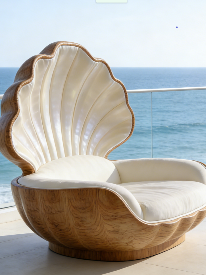 Seashell-Inspired Loveseat | Luxury Artistic Living Room Furniture