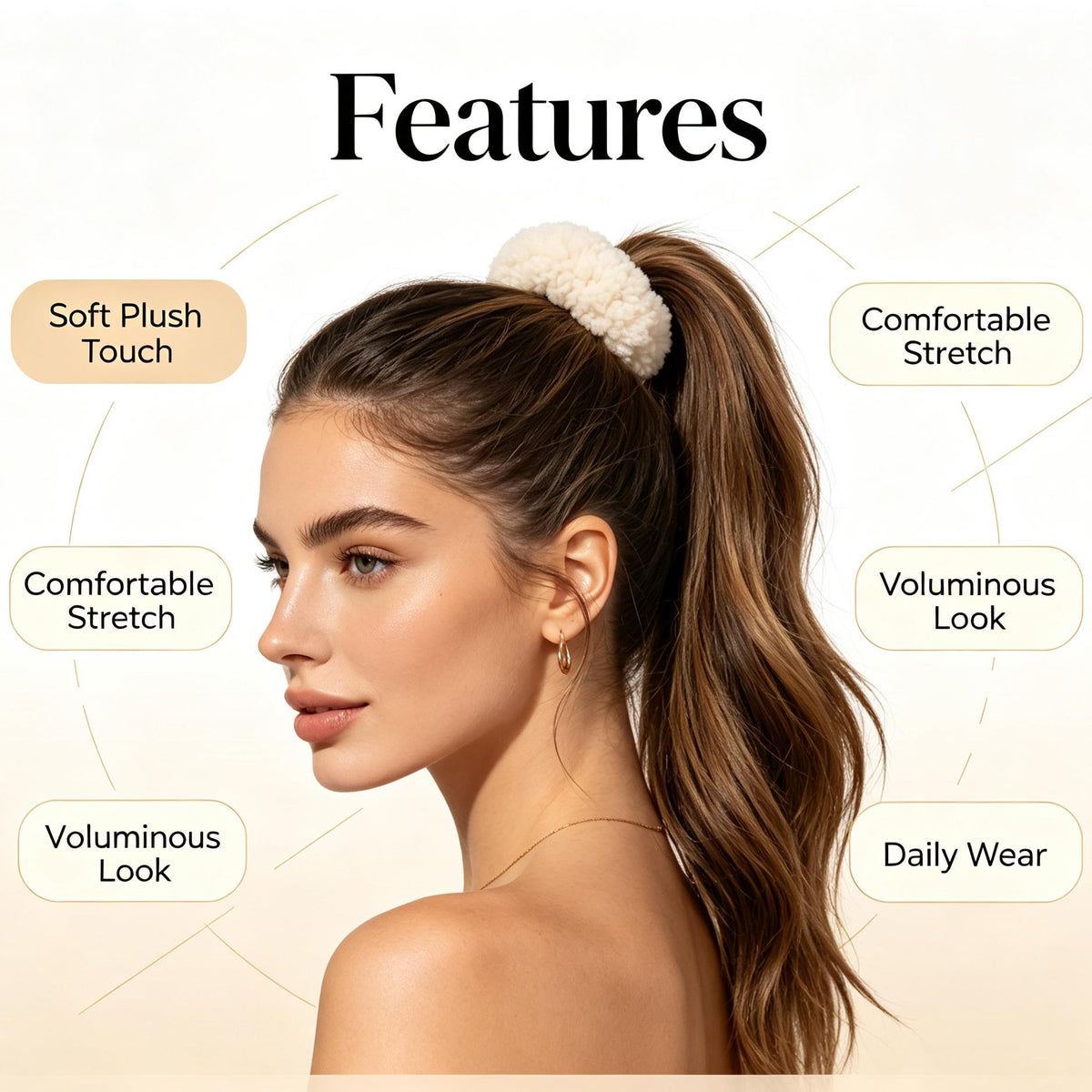 Purmegreen® Cream Fluffy Plush Scrunchie