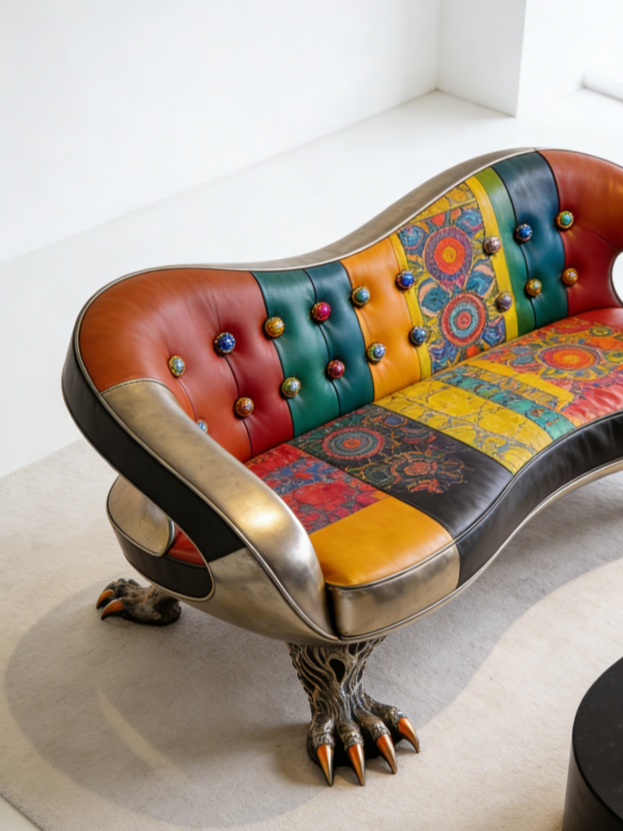 Exotic Tribal Art Sofa | Statement Piece for Bold Living Spaces