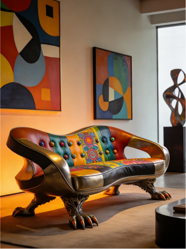Exotic Tribal Art Sofa | Statement Piece for Bold Living Spaces