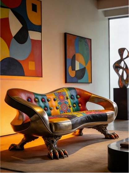 Exotic Tribal Art Sofa | Statement Piece for Bold Living Spaces