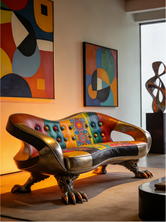 Exotic Tribal Art Sofa | Statement Piece for Bold Living Spaces