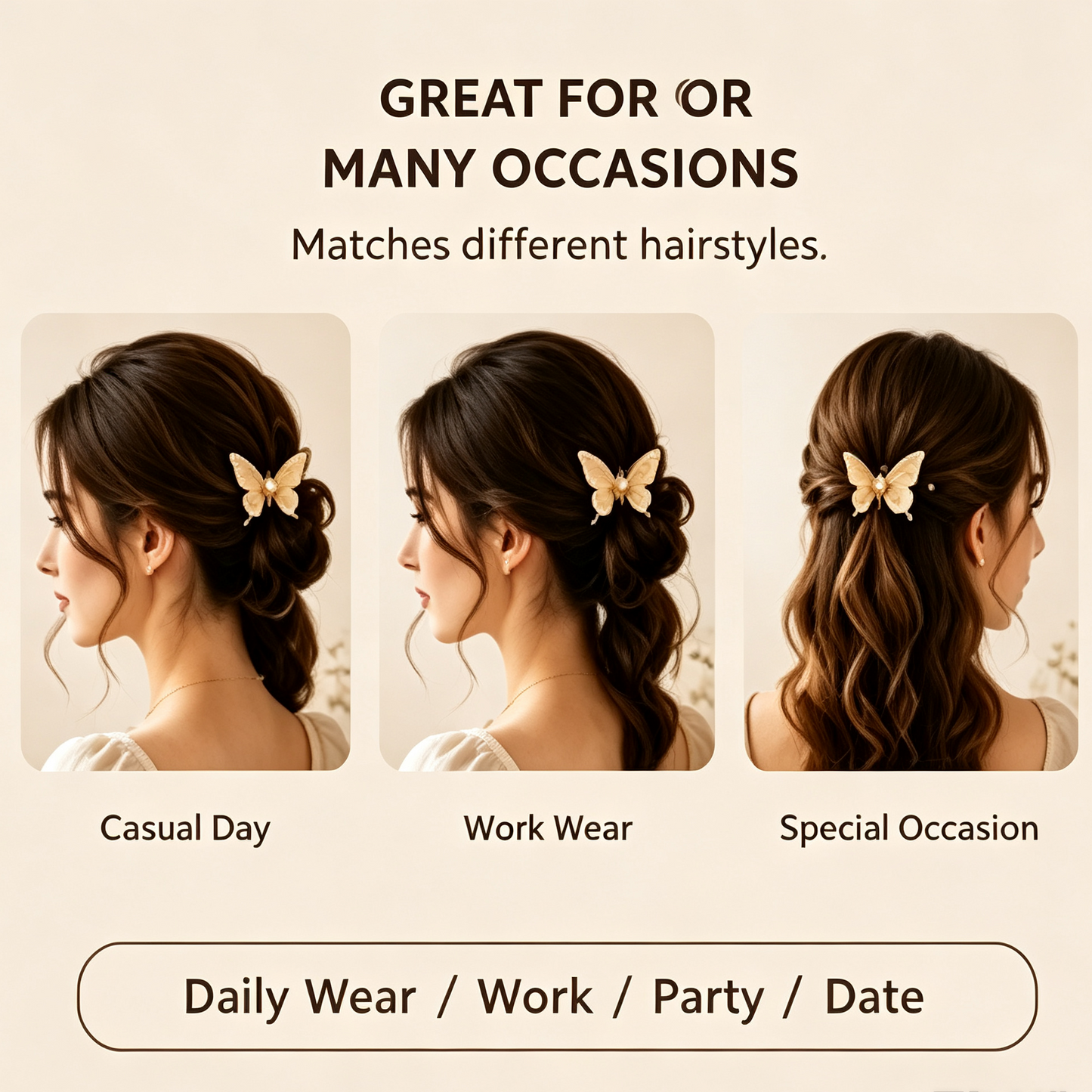 Purmegreen® Butterfly Pearl Hair Clip