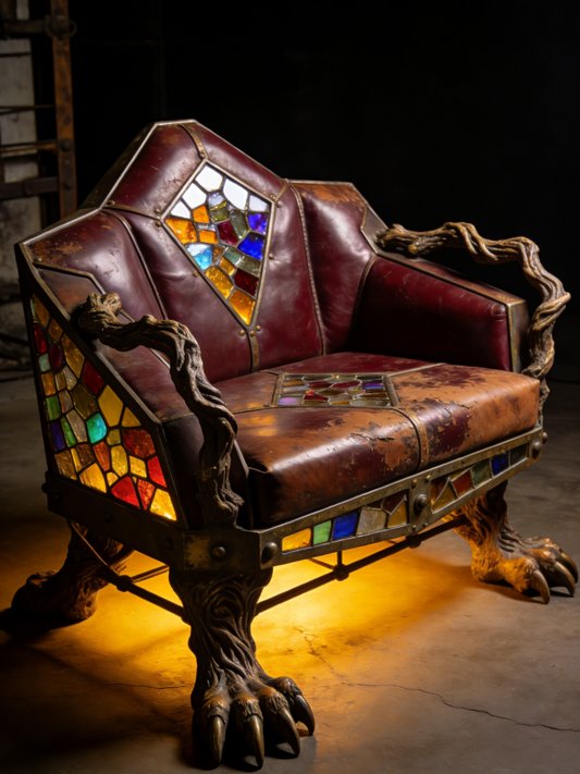 Gothic Stained Glass Beast-Claw Armchair | Retro Industrial Art Furniture