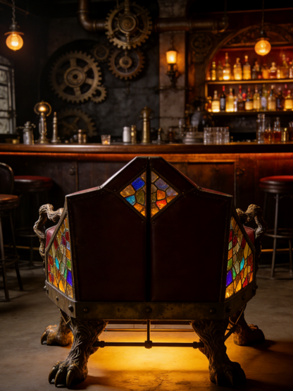 Gothic Stained Glass Beast-Claw Armchair | Retro Industrial Art Furniture