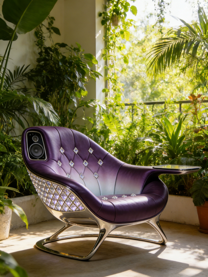 Futuristic Purple Diamond Smart Lounge Chair | Luxury Tech-Infused Living Room Furniture