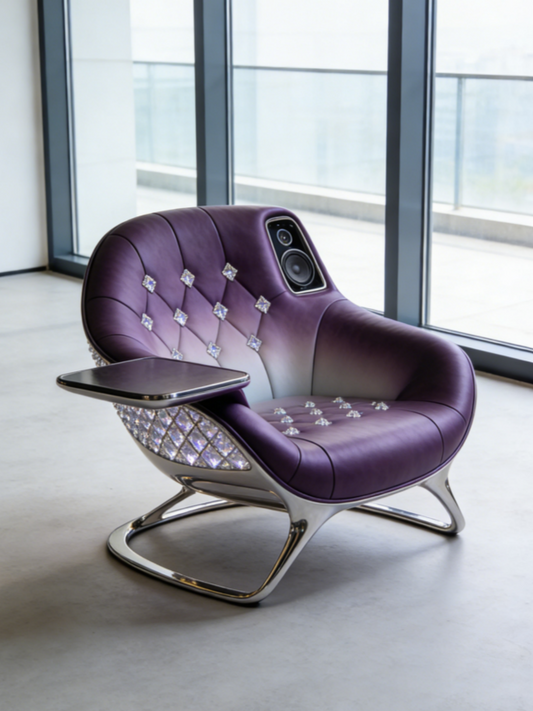 Futuristic Purple Diamond Smart Lounge Chair | Luxury Tech-Infused Living Room Furniture