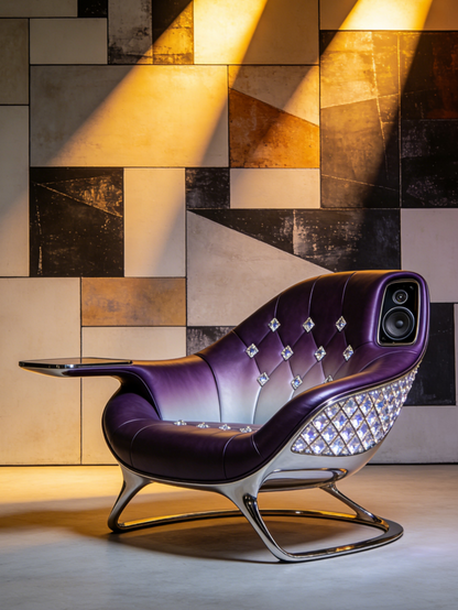 Futuristic Purple Diamond Smart Lounge Chair | Luxury Tech-Infused Living Room Furniture