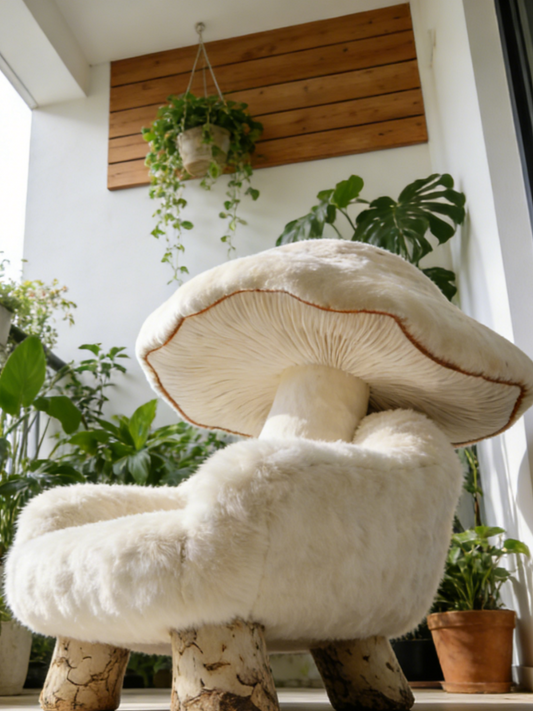 Whimsical Mushroom Plush Armchair | Cozy Forest-Inspired Living Room Lounge Chair