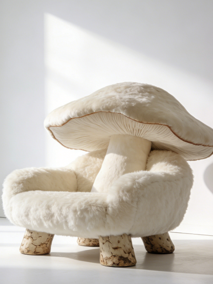 Whimsical Mushroom Plush Armchair | Cozy Forest-Inspired Living Room Lounge Chair