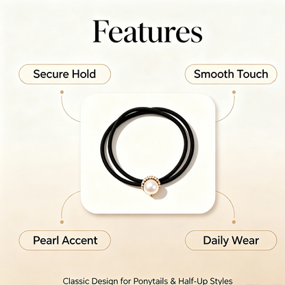 Purmegreen® Black Pearl Hair Tie with Gold-Tone Crystal Setting