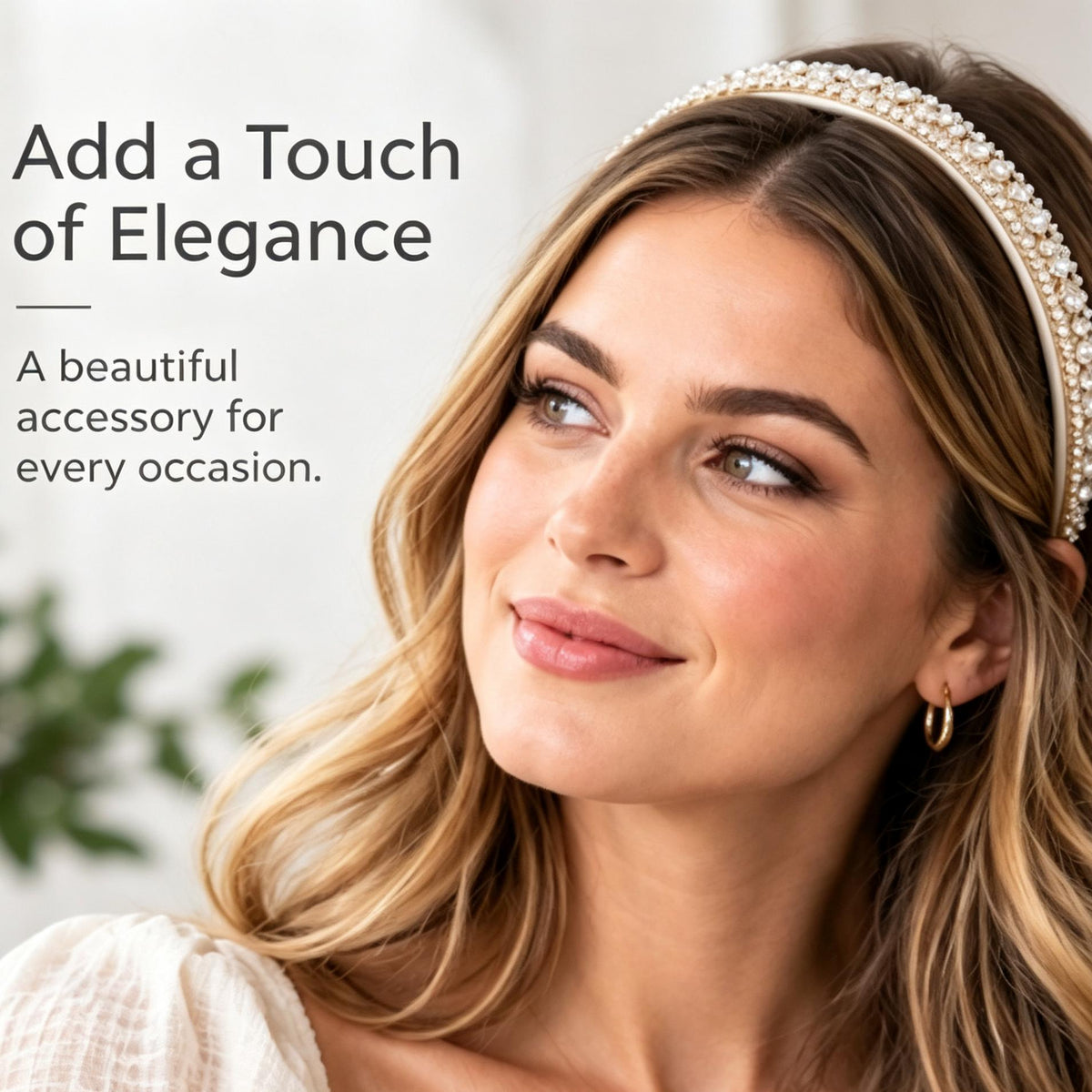 Purmegreen® Ivory Rhinestone Headband