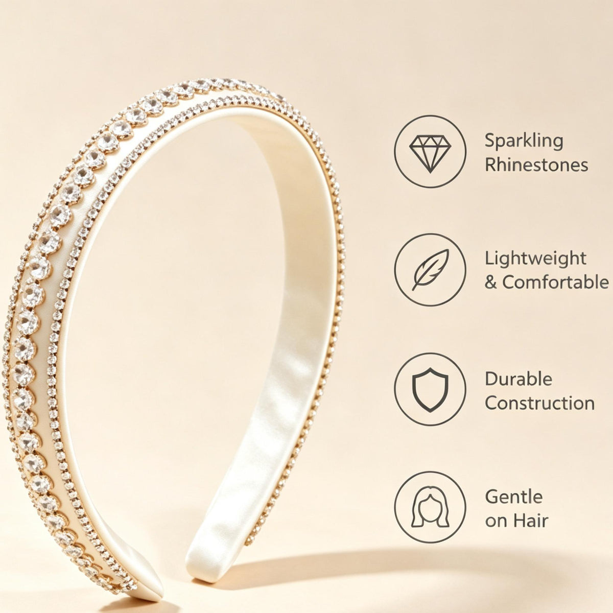 Purmegreen® Ivory Rhinestone Headband