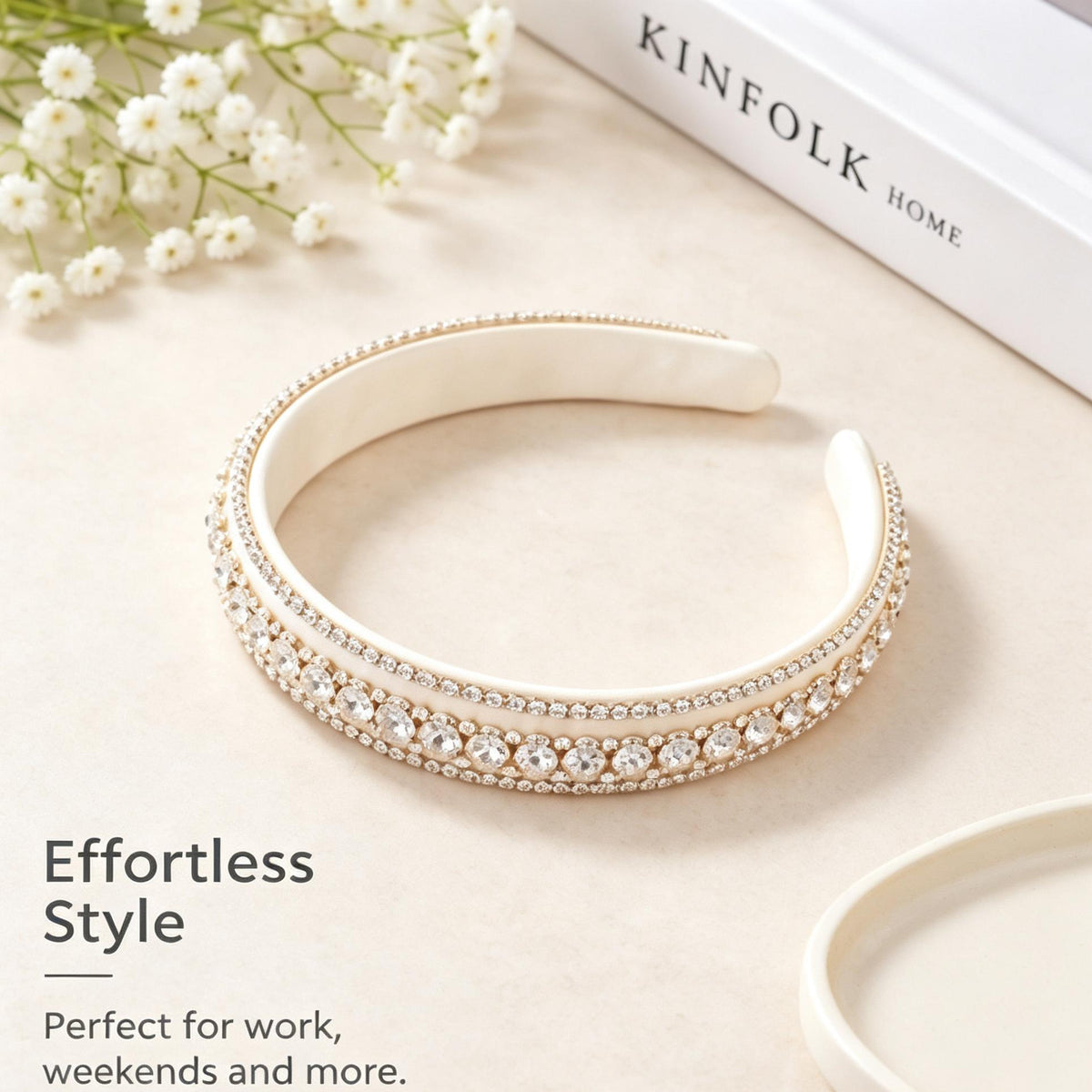 Purmegreen® Ivory Rhinestone Headband