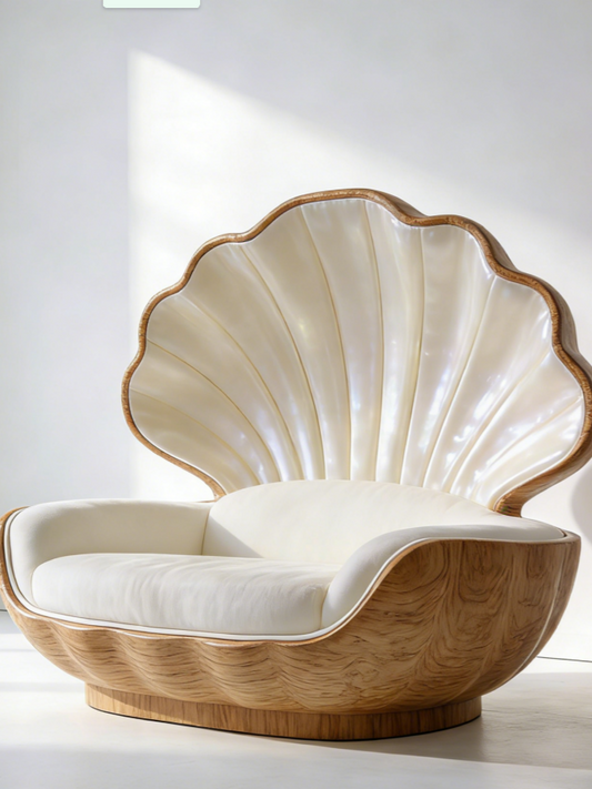 Seashell-Inspired Loveseat | Luxury Artistic Living Room Furniture