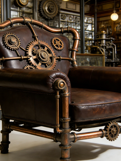 Steampunk Gear Armchair | Retro Industrial Art Furniture