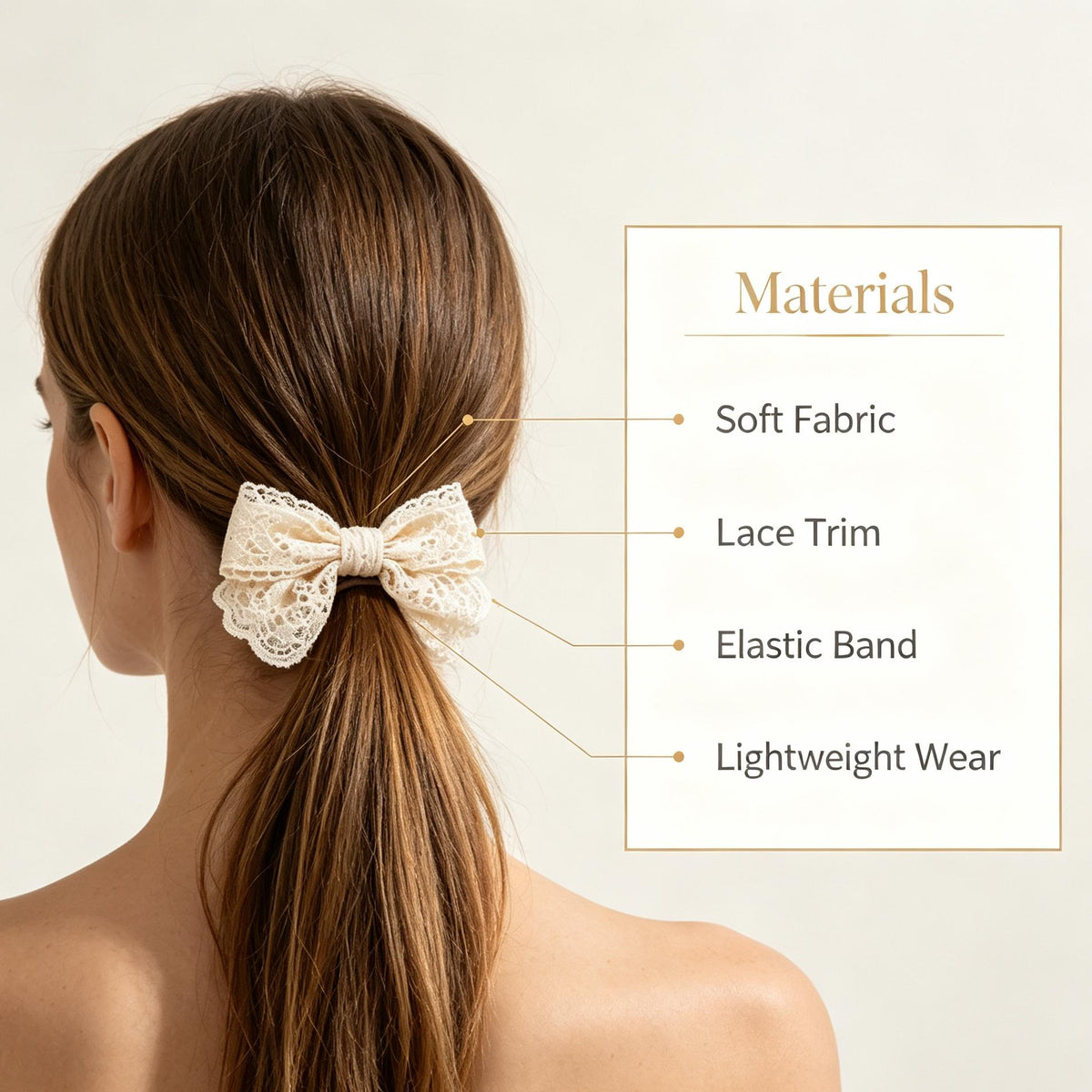 Purmegreen® Cream Lace Bow Scrunchie
