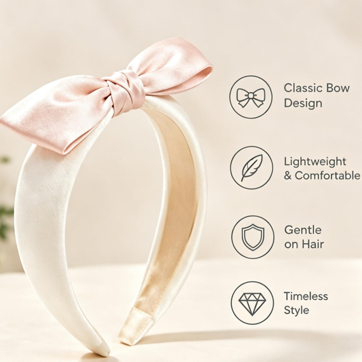 Purmegreen® Satin Bow Padded Headband