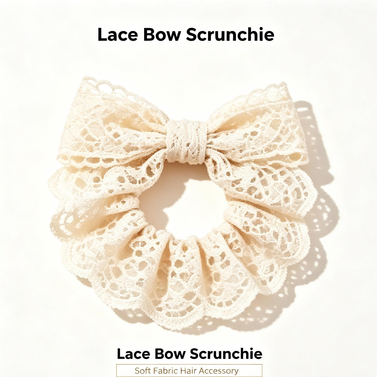 Purmegreen® Cream Lace Bow Scrunchie