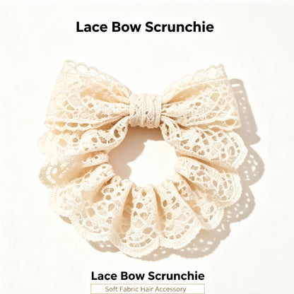 Purmegreen® Cream Lace Bow Scrunchie