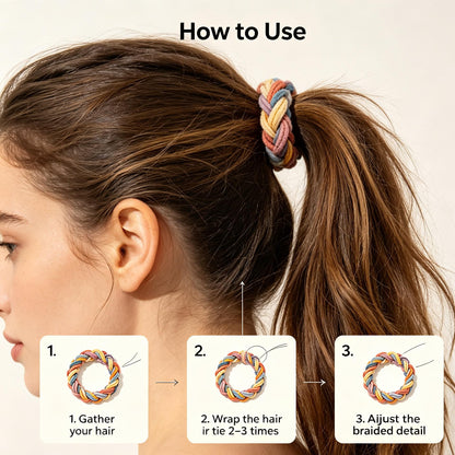 Purmegreen® Rainbow Braided Hair Tie