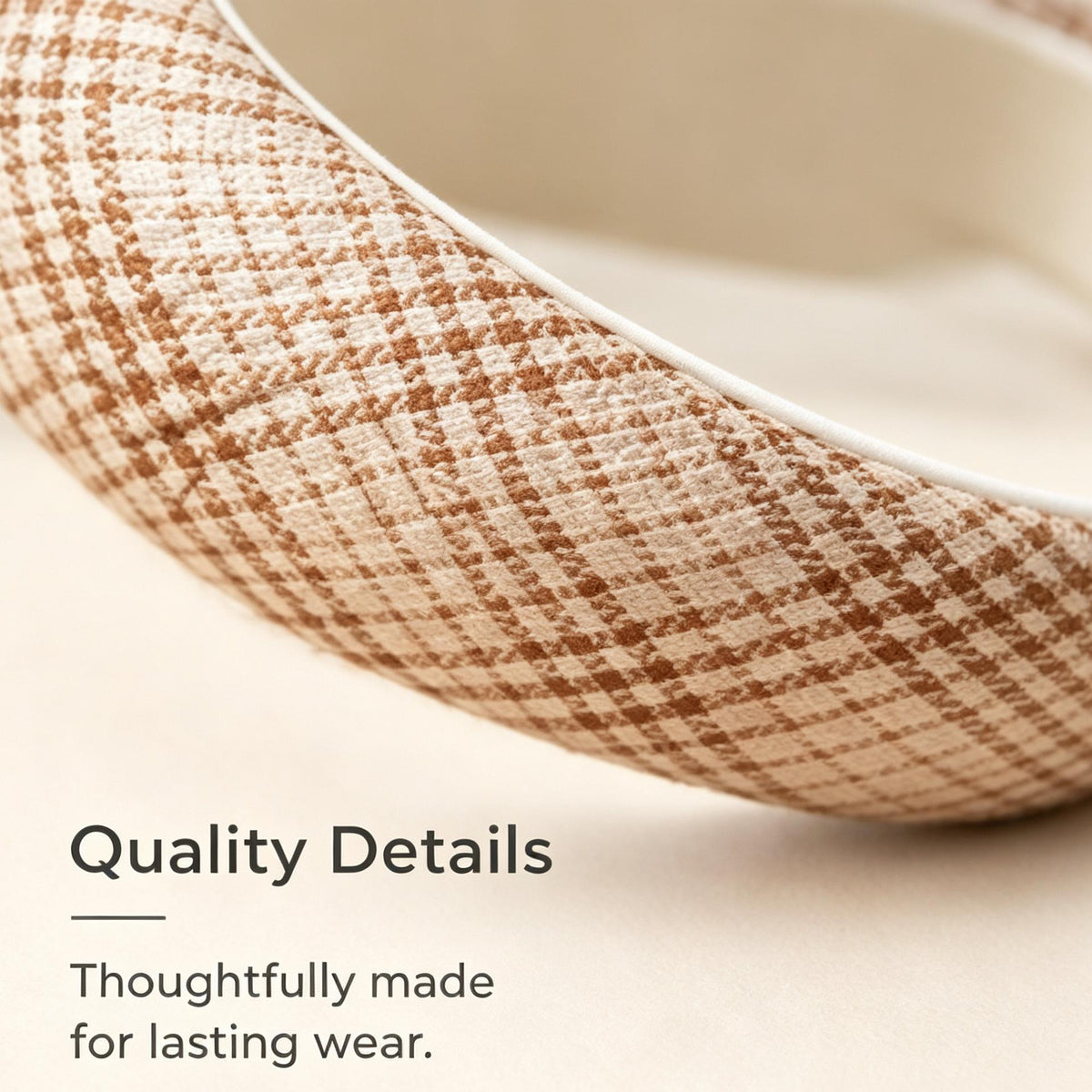 Purmegreen® Beige Plaid Padded Headband
