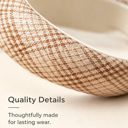 Purmegreen® Beige Plaid Padded Headband