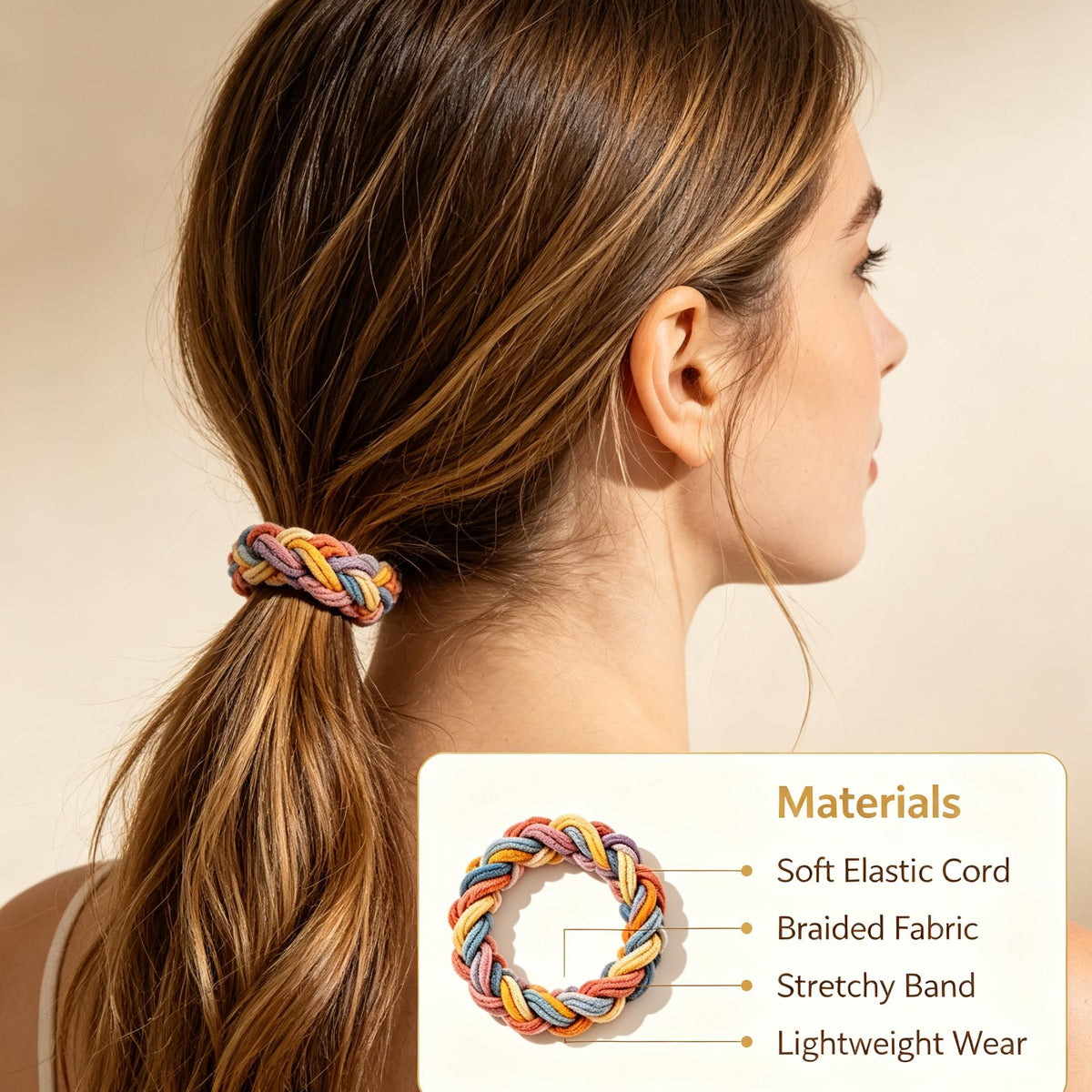 Purmegreen® Rainbow Braided Hair Tie