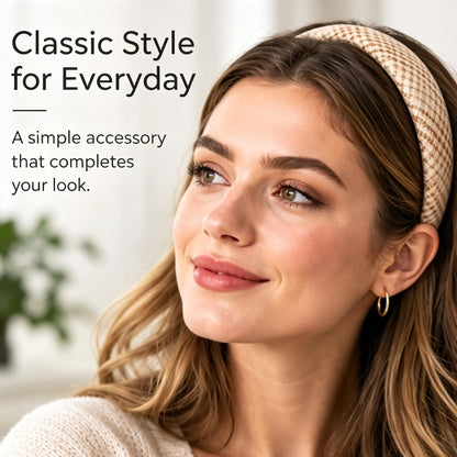 Purmegreen® Beige Plaid Padded Headband