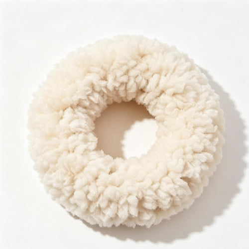 Purmegreen® Cream Fluffy Plush Scrunchie