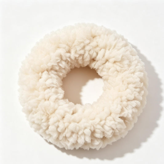 Purmegreen® Cream Fluffy Plush Scrunchie