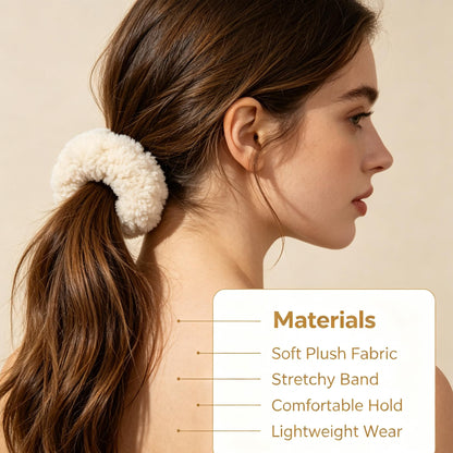 Purmegreen® Cream Fluffy Plush Scrunchie