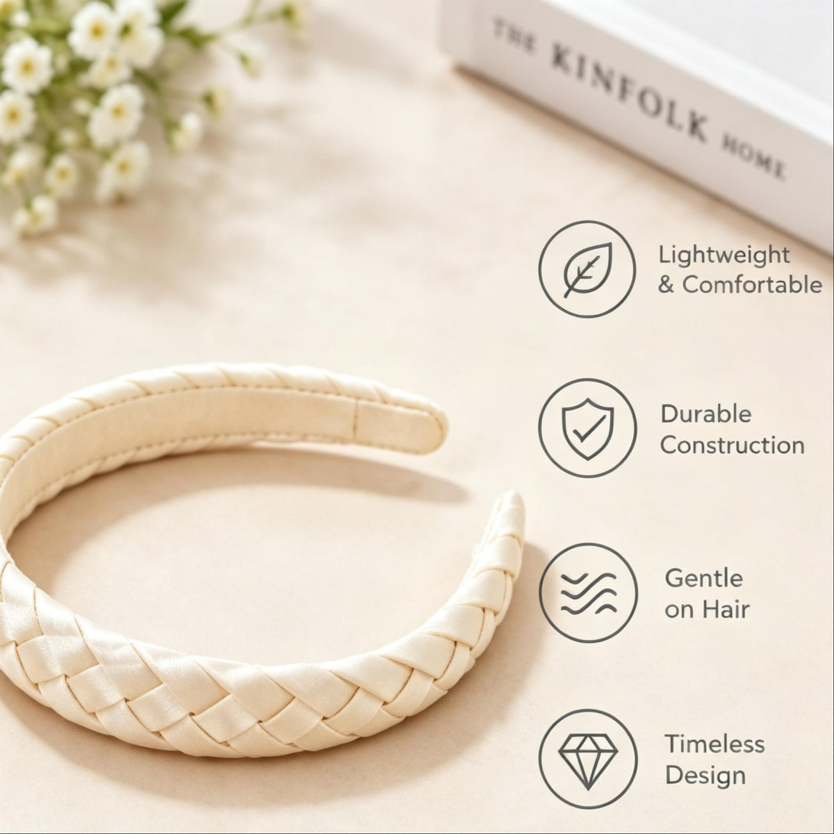 Purmegreen® Cream Braided Padded Headband