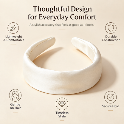 Purmegreen® Ivory Satin Padded Headband