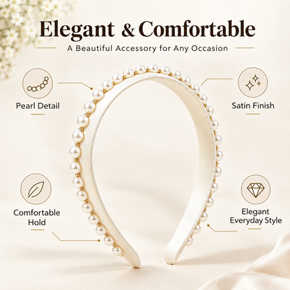Purmegreen® Satin Imitation Pearl Headband