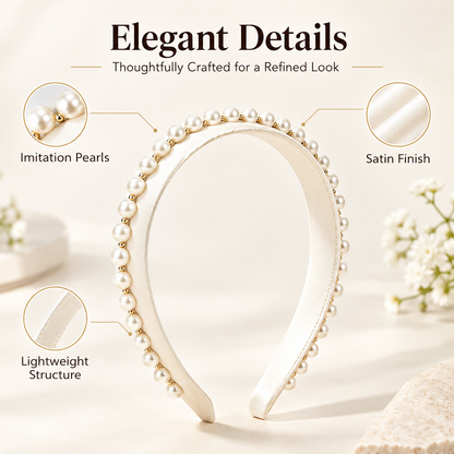 Purmegreen® Satin Imitation Pearl Headband