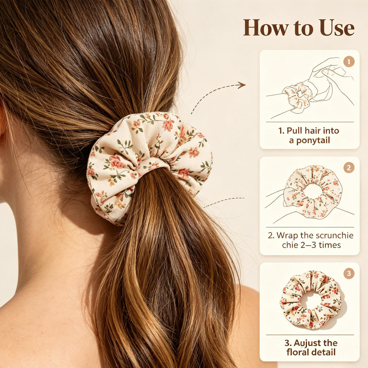 Purmegreen® Vintage Floral Print Scrunchie