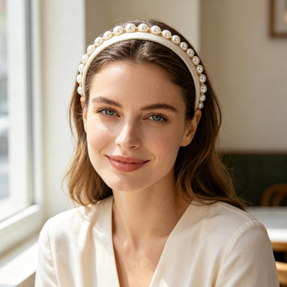 Purmegreen® Satin Imitation Pearl Headband