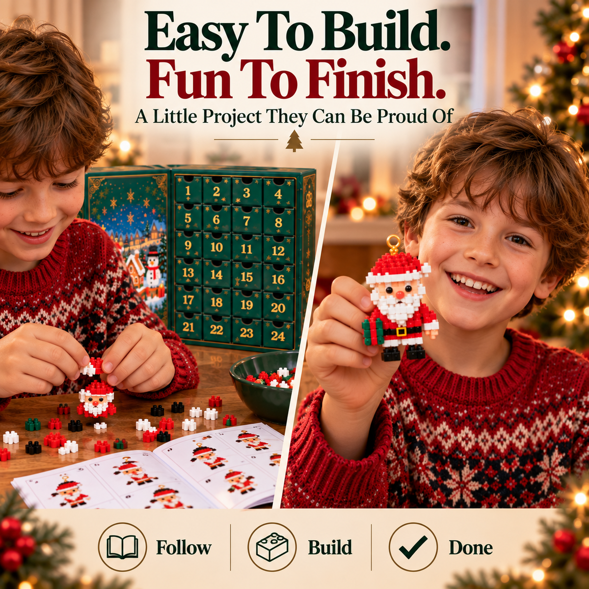 🎅🔥 50% OFF ✨ Christmas Countdown Brick Building Advent Calendar For Families