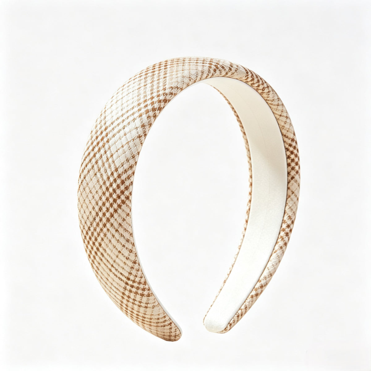 Purmegreen® Beige Plaid Padded Headband