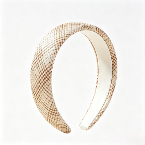 Purmegreen® Beige Plaid Padded Headband