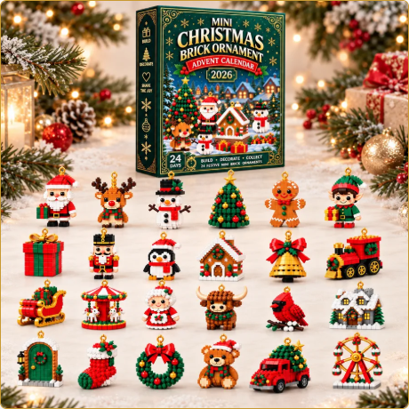Christmas brick advent calendar with 24 ornament designs